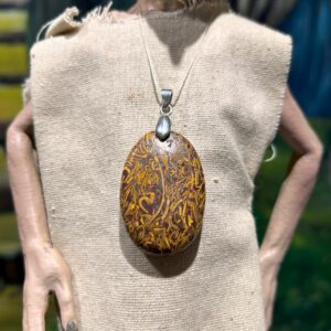 Pendentif Jaspe peau d' éléphant ovale 4 cm Inde - Boutique La Porte des Secrets