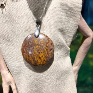 Pendentif Jaspe peau d' éléphant Inde forme ronde 3.5cm - Boutique La Porte des Secrets