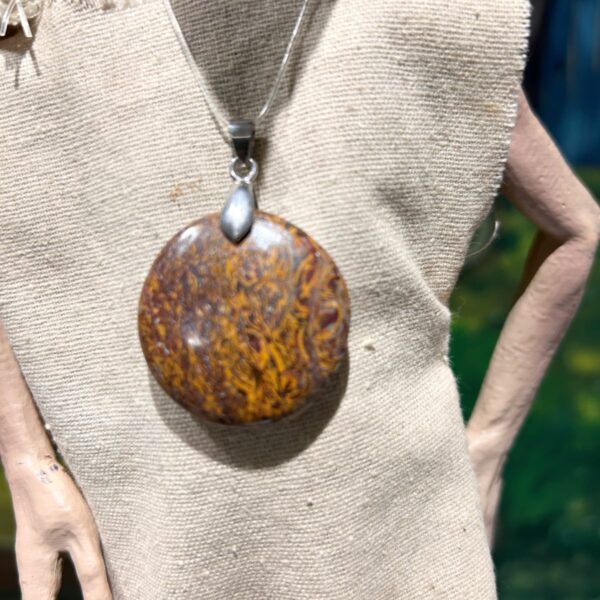 Pendentif Jaspe peau d' éléphant Inde forme ronde 3.5cm - Boutique La Porte des Secrets