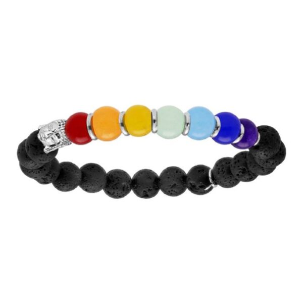 Bracelet Lave noire et 7 chakras avec ou sans bouddha - Boutique La Porte des Secrets