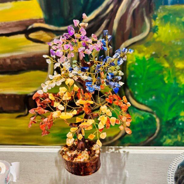 Arbre de vie 7 Chakras pierres naturelles et bois naturel, arbre du Monde grand modèle - Boutique La Porte des Secrets