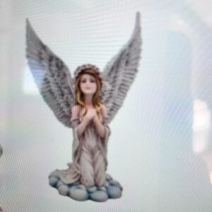 Ange angélique 15.5 x 11.5 cm. en fpoly résine fine peint à la main boutique La Porte des Secrets