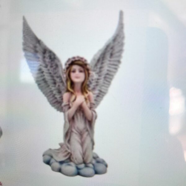 Ange angélique 15.5 x 11.5 cm. en fpoly résine fine peint à la main boutique La Porte des Secrets