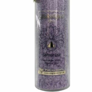 Bougie parfumé huiles essentielles chakra Couronne - 5eme chakra (Sahasrar), stéarine 100 heures,  ''Communication et Créativité ' - flacon en verre recyclé - boutique La Porte des Secrets