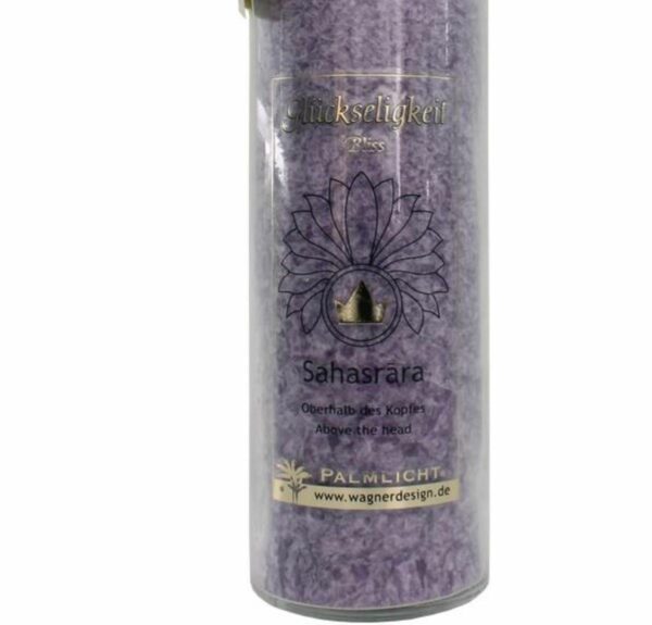 Bougie parfumé huiles essentielles chakra Couronne - 5eme chakra (Sahasrar), stéarine 100 heures,  ''Communication et Créativité ' - flacon en verre recyclé - boutique La Porte des Secrets