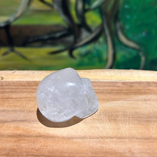 Crâne de cristal de roche taillé main provenance du Mexique 4.5 x 3.2 cm hauteur 3 cm Boutique La Porte des Secrets