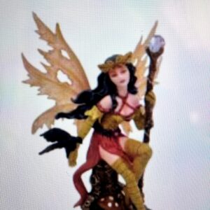 Fée corbeau et boule de cristal 15 cm boutique La Porte des Secrets