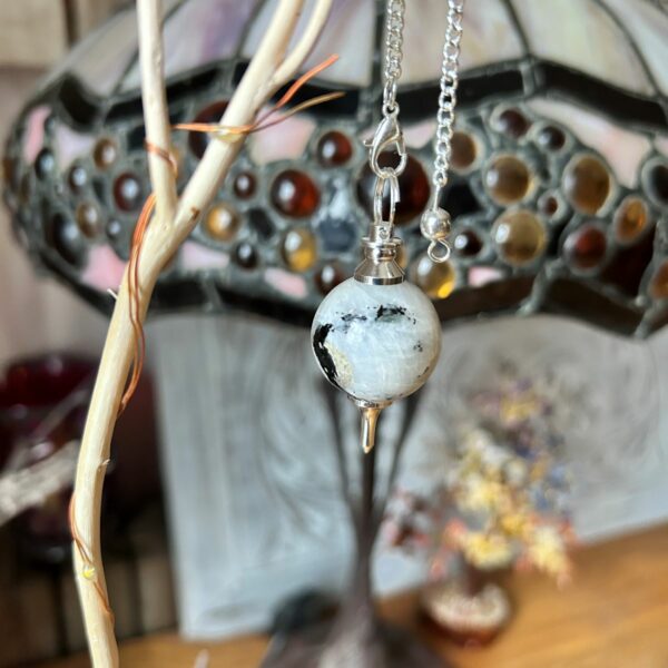 Pendule séphoron pierre de lune blanche petite boule Boutique La Porte des Secrets