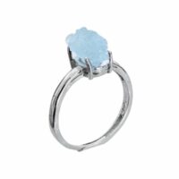 Bague Aigue marine AA Mozambique pierre brute en Cuivre Blanc Ajustable Boutique de pierres La Porte des Secrets