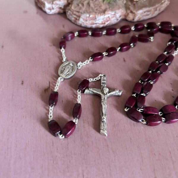 Chapelet vierge miraculeuse grains bois boutique spirituelle La Porte des Secrets