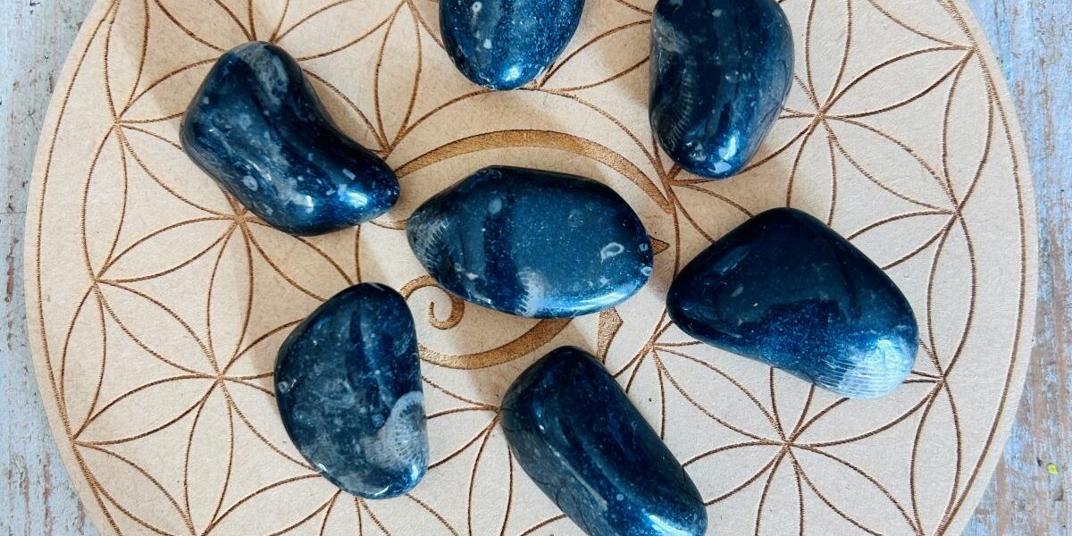 Pierre du Vatican (Vatican Stone) ou marbre de Frosterley Pierre roulée -* Boutique de minéraux La Porte des Secrets