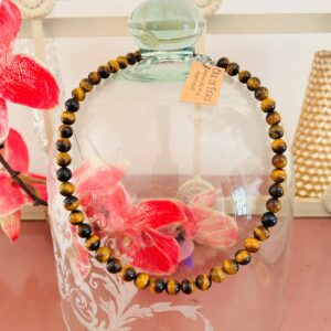 Collier ras de cou Oeil de tigre perles 6mm boutique La Porte des Secrets