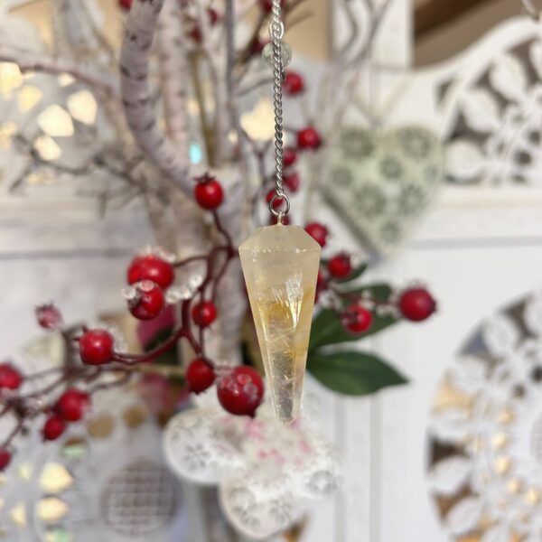 Pendule Citrine naturelle 6 faces cône pout toute radiesthésie boutique ésotérique La Porte des Secrets