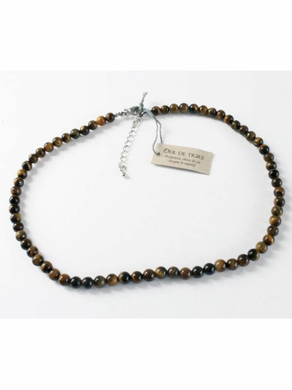 collier en oeil de tigre perles 8 mm, tour de cou 42-47 cm boutique La Porte des Secrets