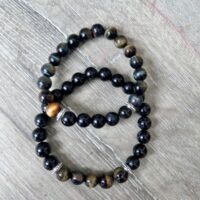 Bracelet de l'amitié triple protection Tourmaline noire et Oeil de faucon-tigre Mexique boutique de pierres et minéraux La Porte des Secrets