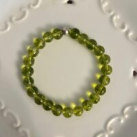 Bracelet Péridot chauffé 7.5 mm et perle argent 925 6mm - boutique La Porte des Secrets