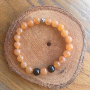 Bracelet Tourmaline orange et Tourmaline noire pierres extra 8mm Qualité extra boutique La Porte des Secrets