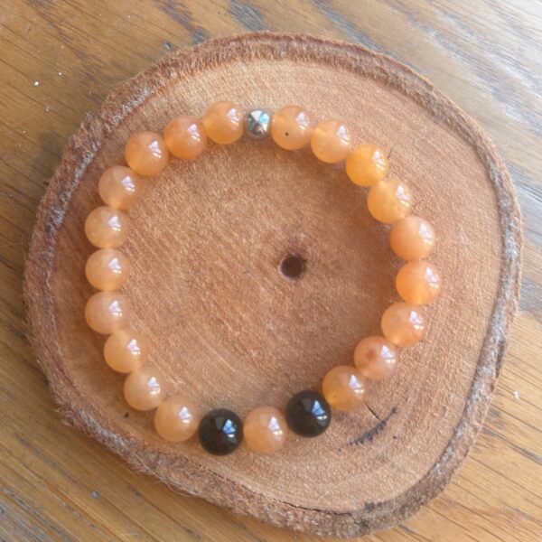 Bracelet Tourmaline orange et Tourmaline noire pierres extra 8mm Qualité extra boutique La Porte des Secrets