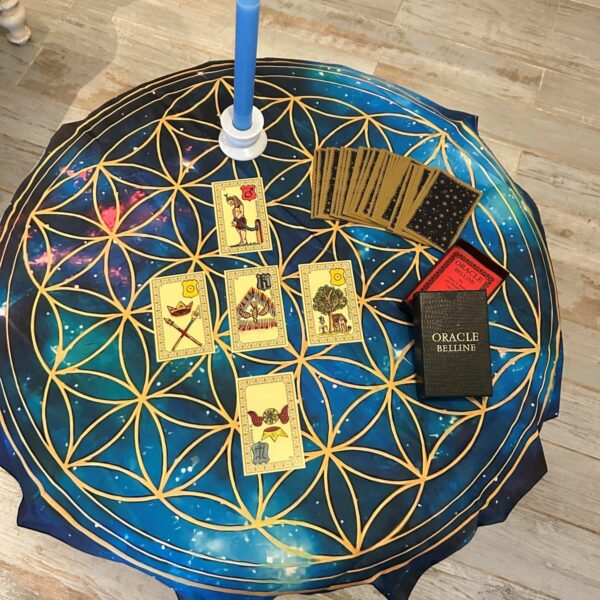 Nappe Céleste fleur de vie pour Oracle, Tarot, pendule ou tout autre rituel de radiesthésie - Boutique ésotérique La Porte des Secrets