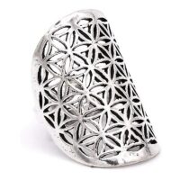 Bague Fleur de vie en laiton couleur argent - réglable - boutique La Porte des Secrets