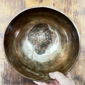 Bol tibétain Fleur de vie 14.5 - bol chantant médecine poids 1.071 kg - Boutique ésotérique La Porte des Secrets