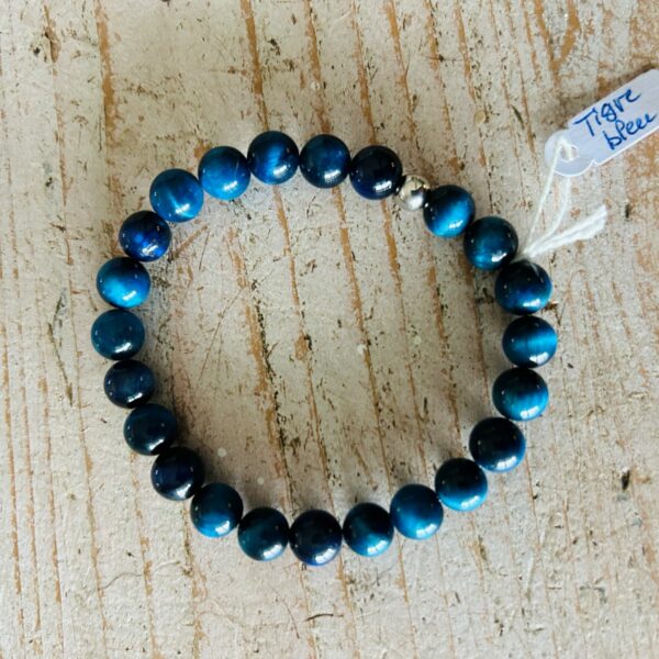 Bracelet Oeil de tigre bleu turquoise perles AAA 8mm boutique La Porte des Secrets