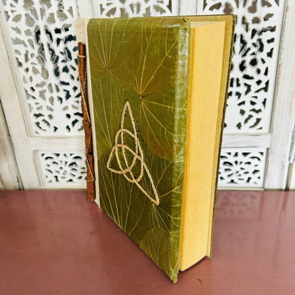 Grimoire vétale vert fait main avec parchemin vierge format A4 - boutique La Porte des Secrets
