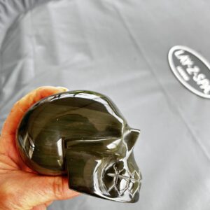 Crâne Obsidienne œil céleste Mexique création fait à la main 11 cm - boutique minéraux du monde La Porte des Secrets