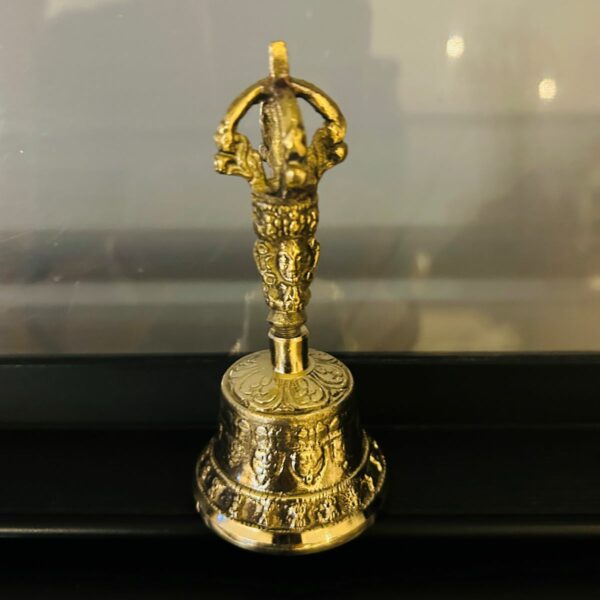 Dorje double 9 cm et clochette 11,5 cm ensemble en bronze. Boutique ésotérique La Porte des Secrets