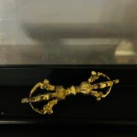 Dorje double 9 cm et clochette 11,5 cm ensemble en bronze. Boutique ésotérique La Porte des Secrets