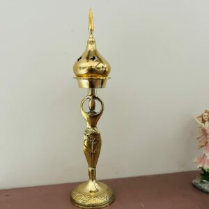 Brûle encens Deesse en laiton, 23 cm de hauteur avec grille intérieure - Boutique ésotérique La Porte des Secrets