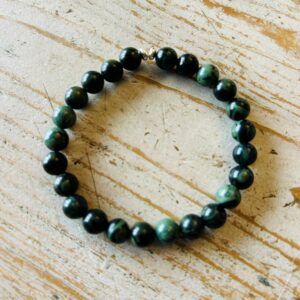 Bracelet en Kambaba naturel artisanal fait main, en perles 8mm sur fil élastique - Boutique La Porte des Secrets