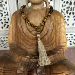 Mala pierre oeil de tigre artisanal avec pompon - Boutique ésotérique en ligne La Porte des Secrets
