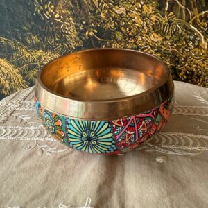 Bol chantant Tibétain mandala multicolore artisanal fabriqué en Inde environ 11 cm. Boutique ésotérique La Porte des Secrets