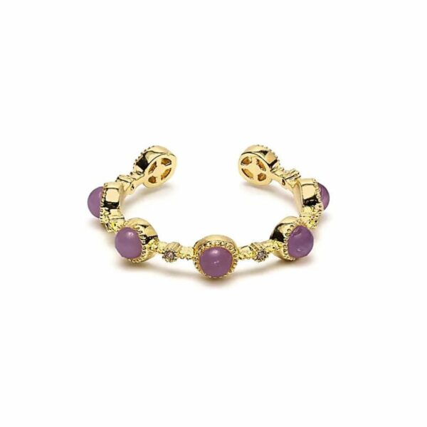 Bague ajustable 7 Améthystes sur cuivre doré. Poids : 3 gr. Boutique de minéraux La Porte des Secrets