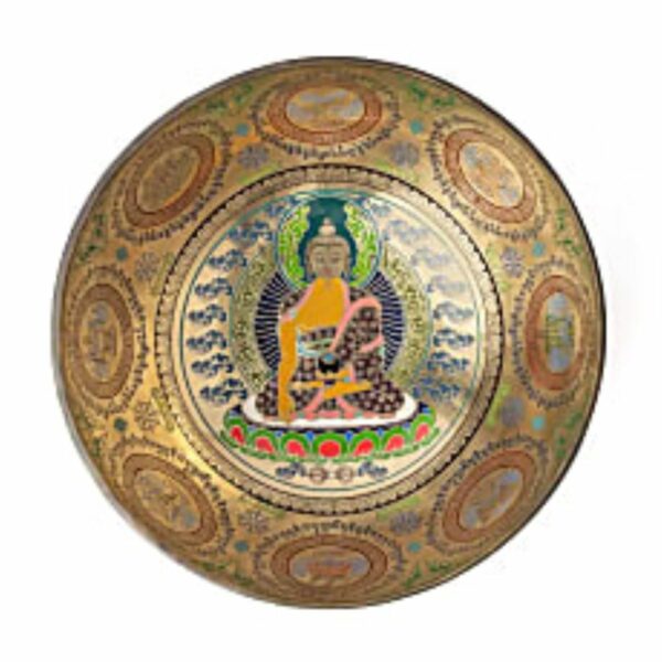 Bol chantant tibétain artisanal du Népal - fabrication ancestrale - peint à la main et gravé à l’eau-forte.- bol 16 cm. Les bols chantants de la boutique La Porte des Secrets