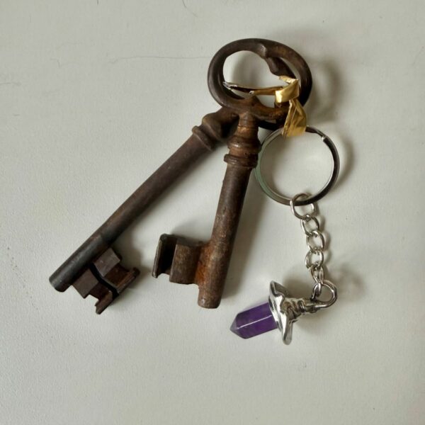 Porte-Clés Chapeau de Sorcière avec Pointe d’Améthyste – Accessoire Mystique & Porte-Bonheur. Boutique ésotérique La Porte des Secrets.